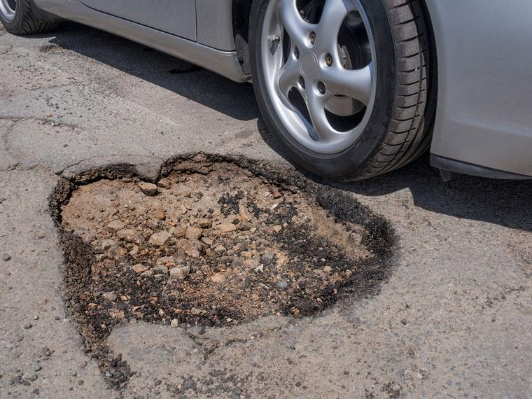 Pothole on road